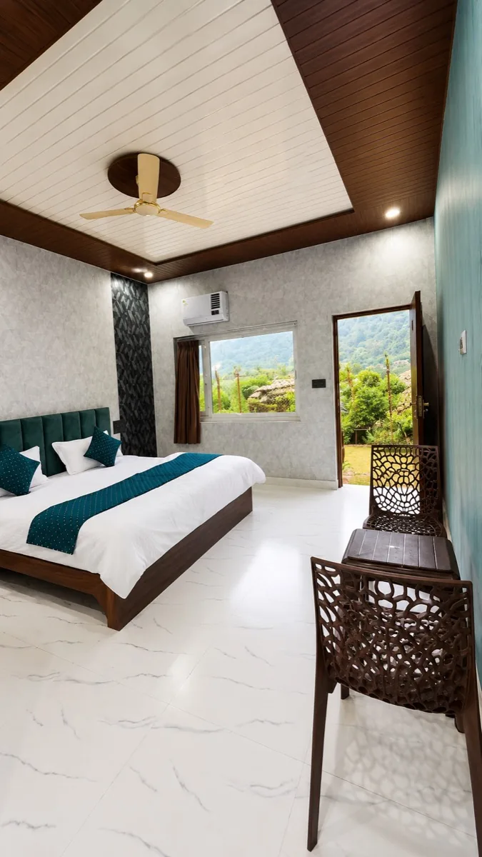 Comfortable room opening to valley views